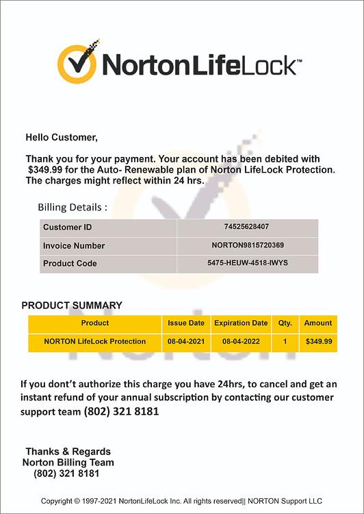 Renewal Update Invoice