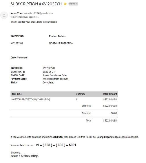 Norton scam June 2022