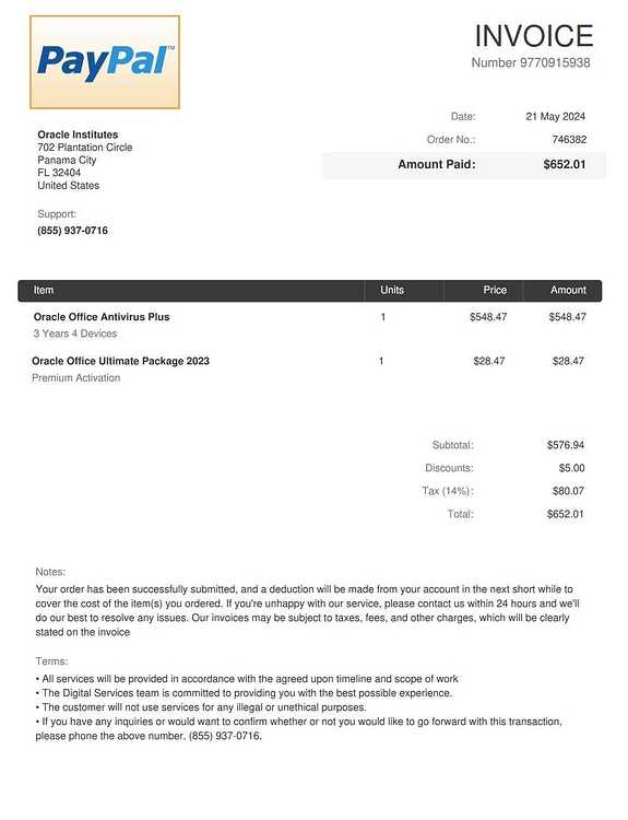 PAYPAL SCAM INVOICE