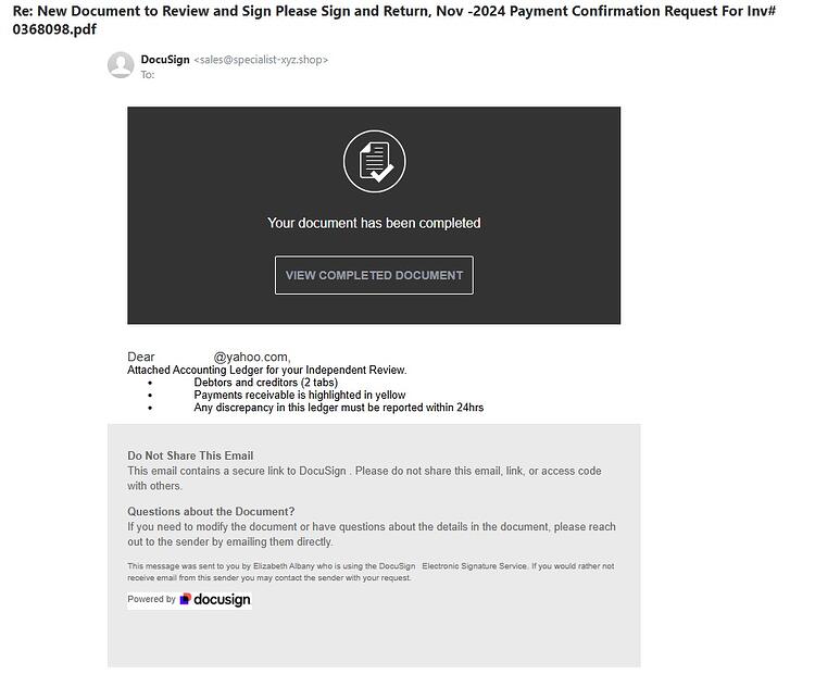 Scam Invoice 11 19 24
