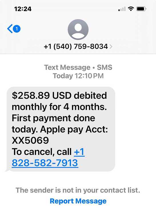APPLE RECURRING PAYMENT SCAM 8 21 2025