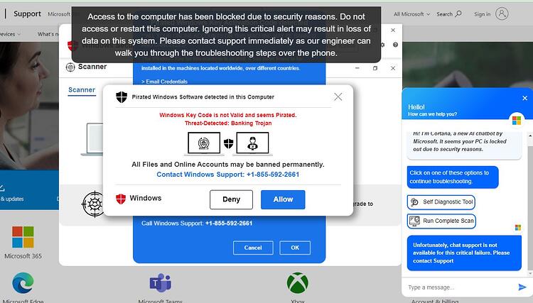 scam popup
