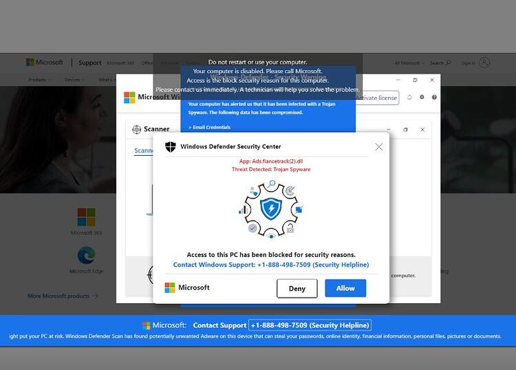 pop up scam