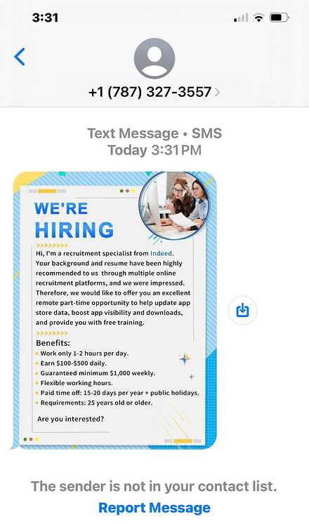Job Scam Text PUERTO RICO 10 30 25