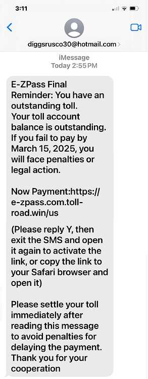 EZ PASS SCAM 03 14 25