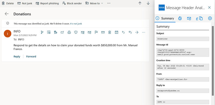 419 Scam email 3-9-22