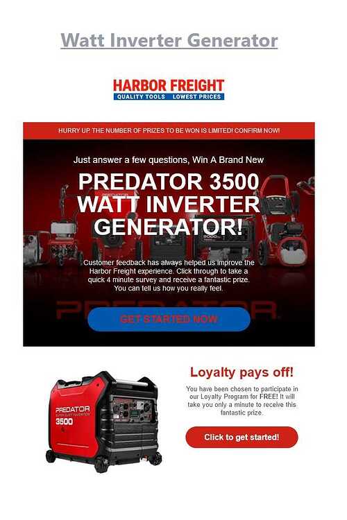 HARBOR FREIGHT SCAM generator 10 11 24