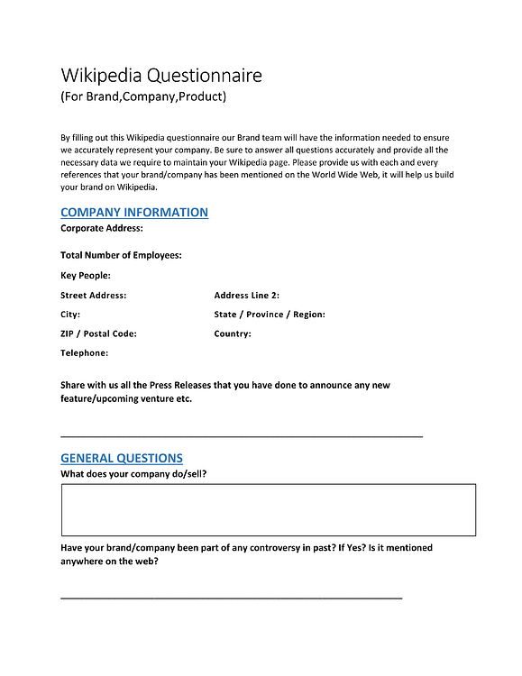 Wikipedia Questionairre (Company) Final Version-1