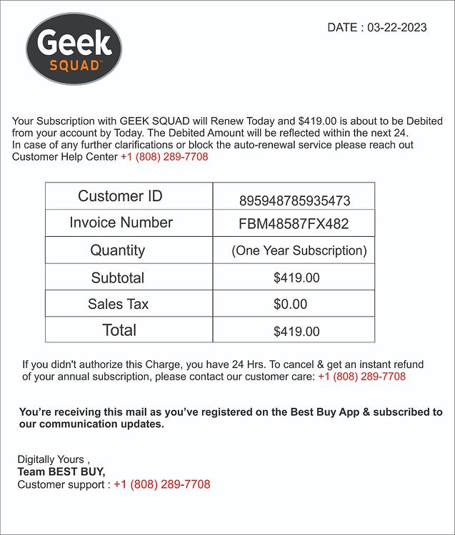 SUBSCRIPTION BILL # 123