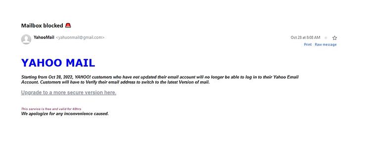 Yahoo Email Scam