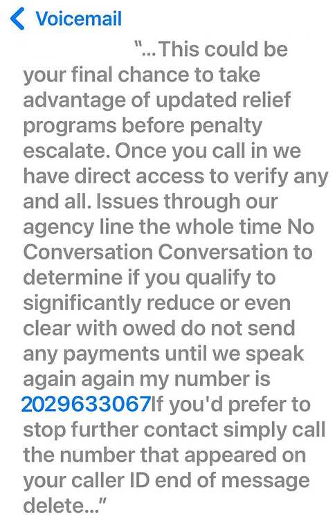 IRS scam call 06 13 2025