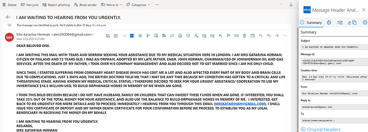 419 Scam email 3-23-22