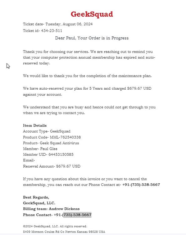 Geeksquad Invoice