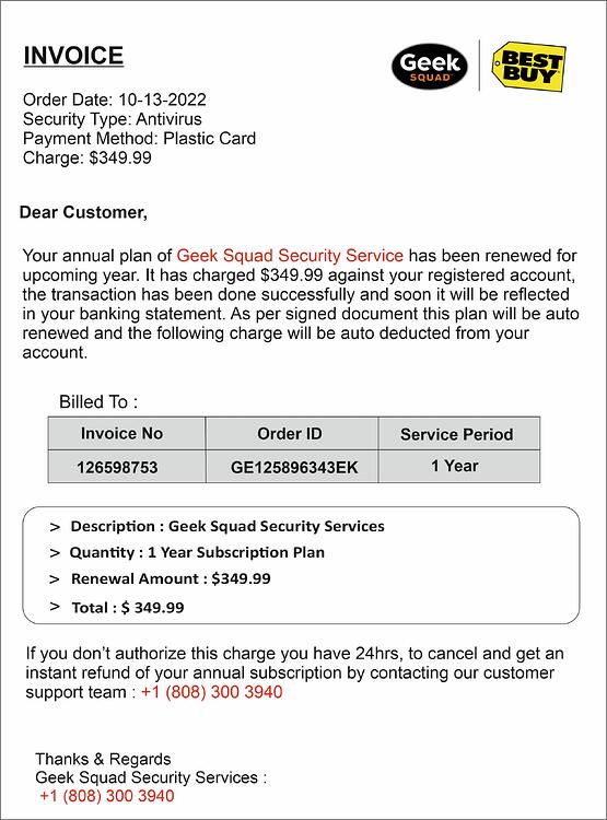 Invocie Renewal Receipt