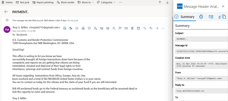419 Scam email 3-22-22 1