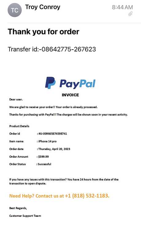 Thank you for order
