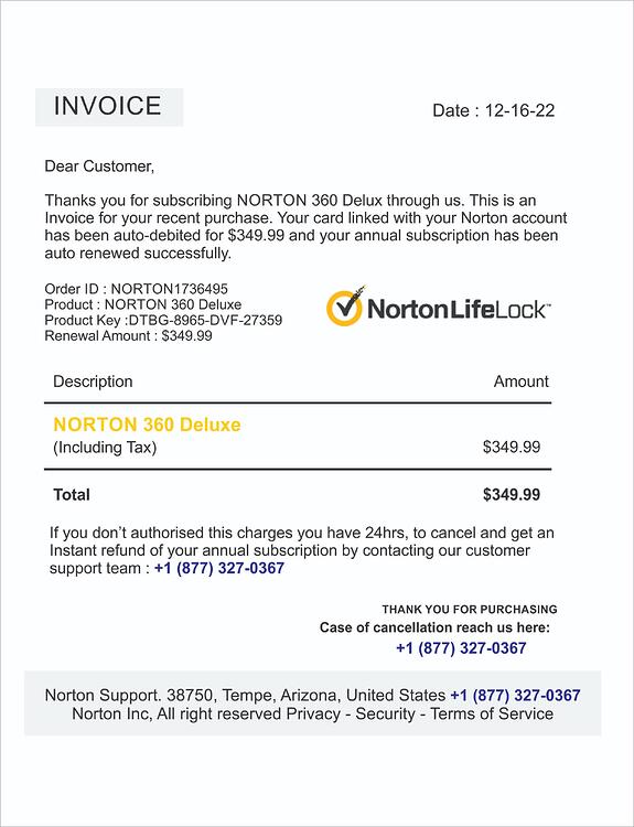 Norton Order Details..