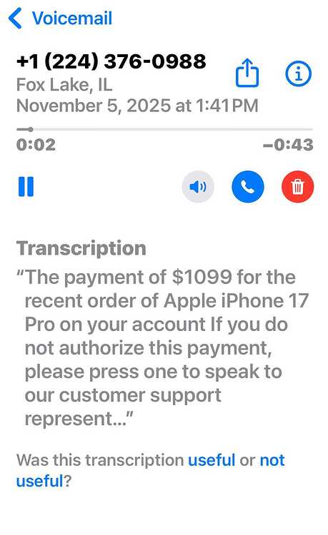 APPLE PHONE CHARGE SCAM 11 5 2025