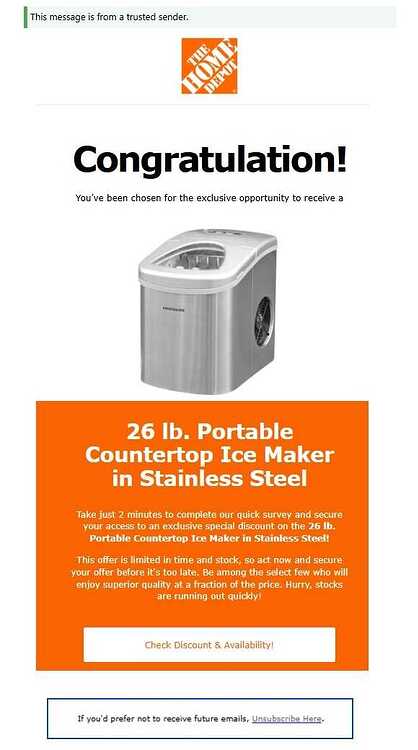 HOME DEPOT scam  02 27 25