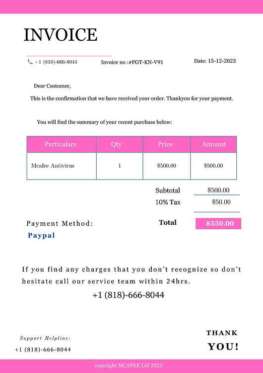 Invoice no #FGT-KN-V91