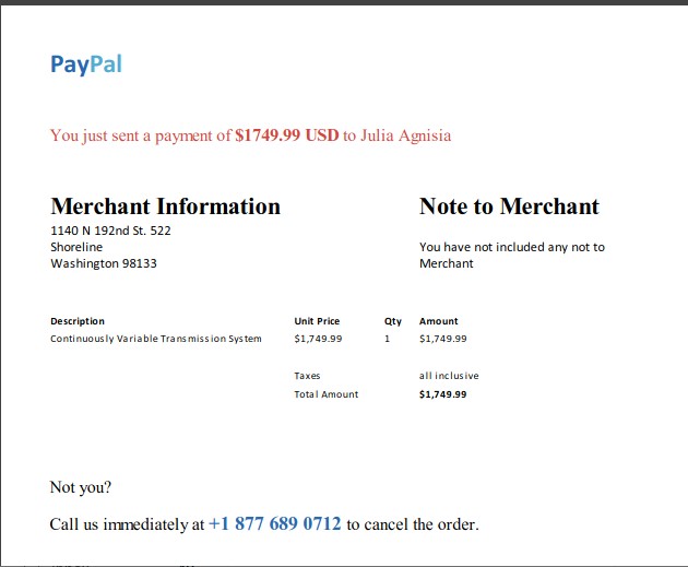 Paypal scam