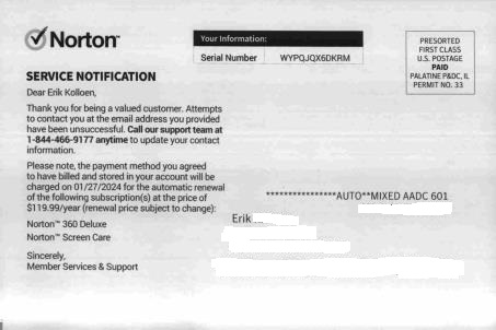 fake norton mailer